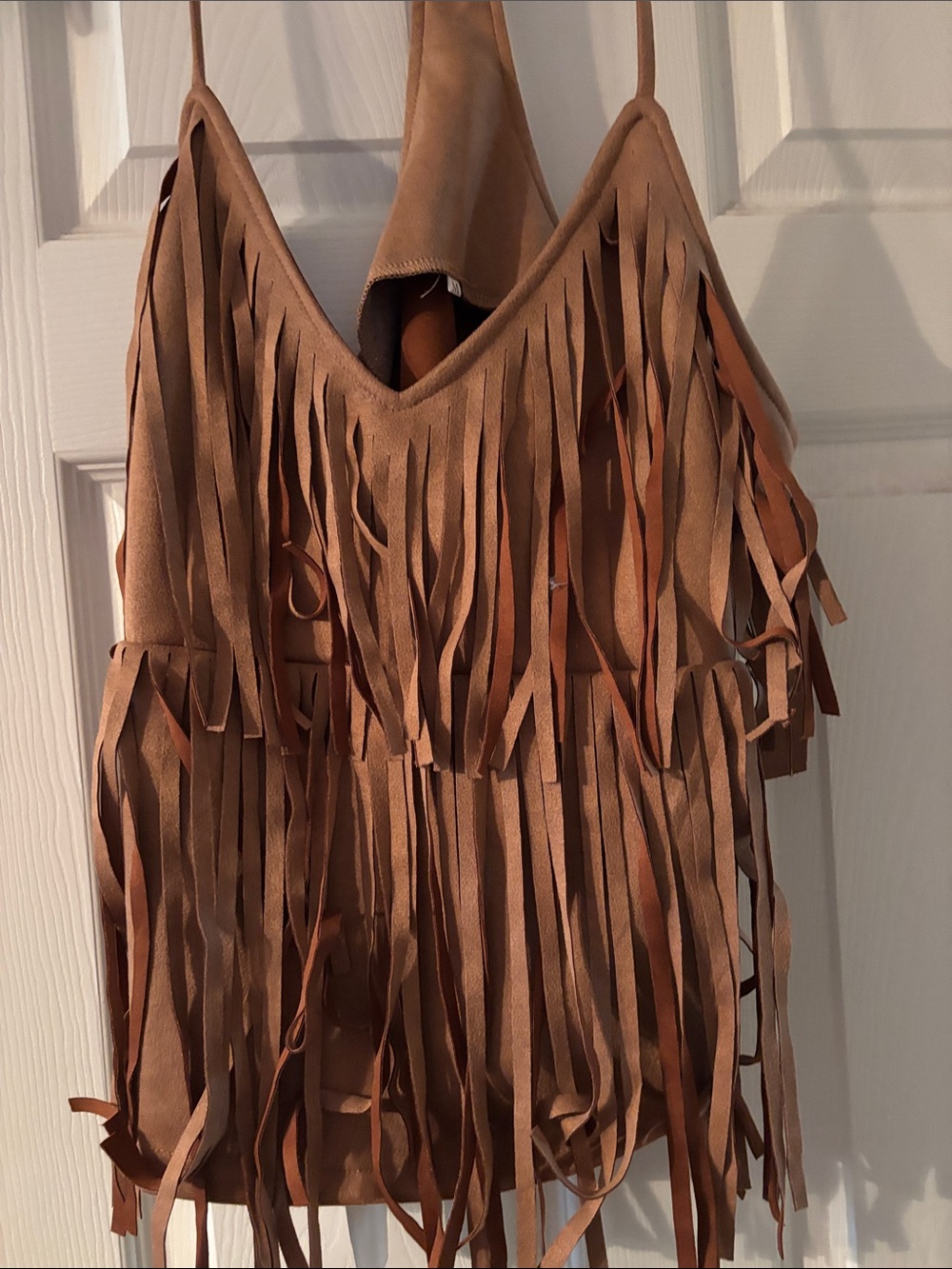 Fringe Suede-Look Tank Top - Tan